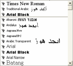 font selector in microsoft word