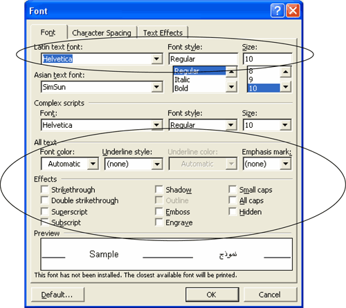 font dialogue in microsoft word