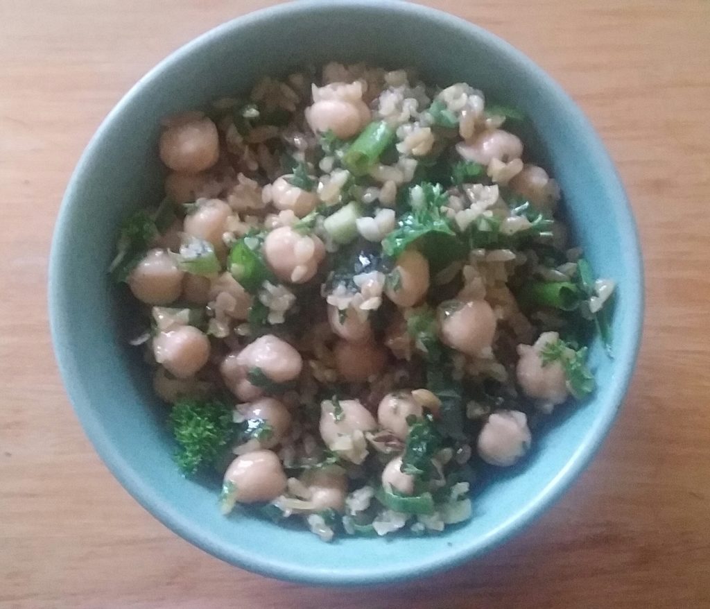Freekah and chickpea salad