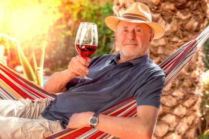 man, hammock, wine, relaxed, happy
