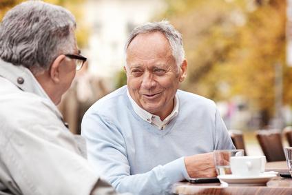 Senior friends enjoying city early in the morning.