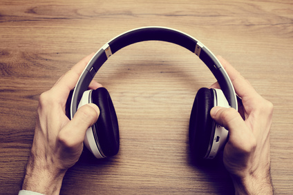 headphones in the hands