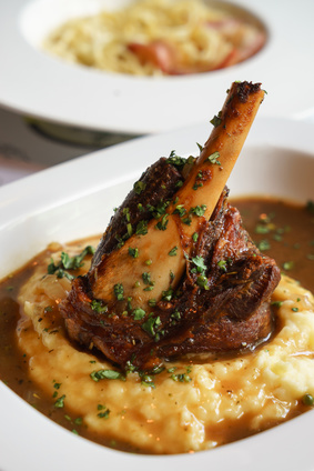 Braised lamb shank on the mashed potato