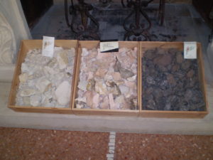 the soil types from the La Rocca and Calvarino   vineyards, amazing how different they are even though the hills are  virtually side by side.