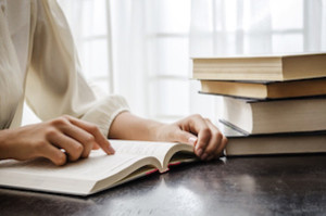 Closeup of reading the lesson