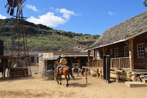 SIOUX CITY, GRAN CANARIA - FEB 20, 2014: Street of wild west town in Sioux City. Popular tourist attraction in Gran Canaria island