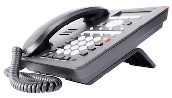 Office IP telephone set with LCD isolated on the white background