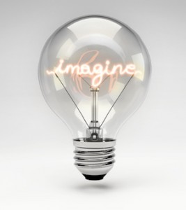 Light bulb with realistic fluorescent filament - imagine concept (Set)