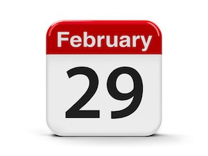 Calendar web button - The twenty ninth of February, three-dimensional rendering