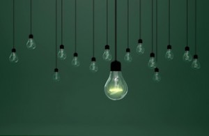 lightbulbs on green background, idea concept
