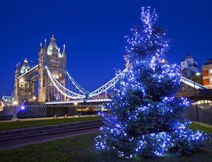 LONDON, UK - 19TH DECEMBER 2014: A beautiful view of Tower Bridge during Christmas time in London on 19th December 2014.