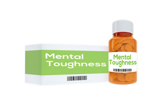 3D illustration of 'Mental Toughness' title on pill bottle, isolated on white. Human personality concept.