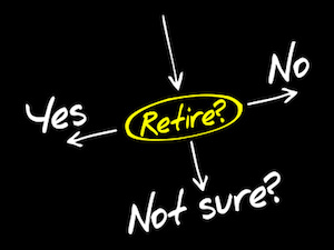 The risk to take the retirement, decide diagram business concept