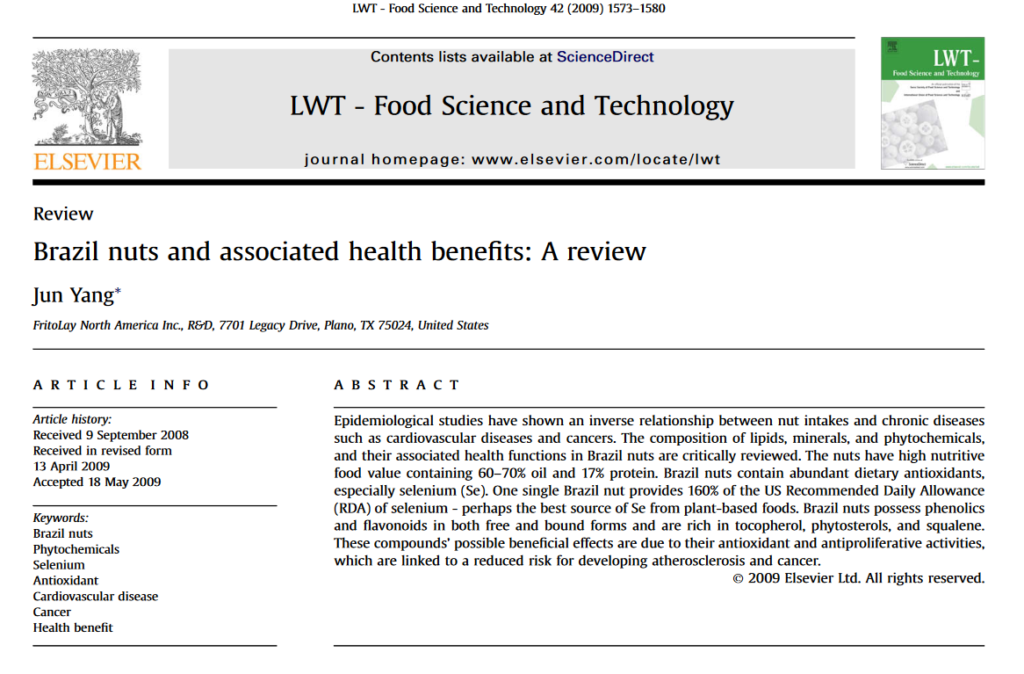 Google Scholar research claims - brazil nuts - superfood