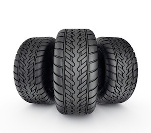 black tyres isolated on a white background
