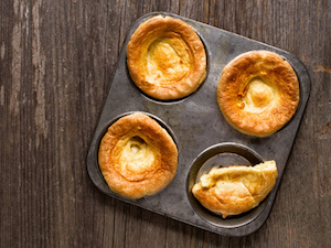 close up of rustic golden british yorkshire pudding